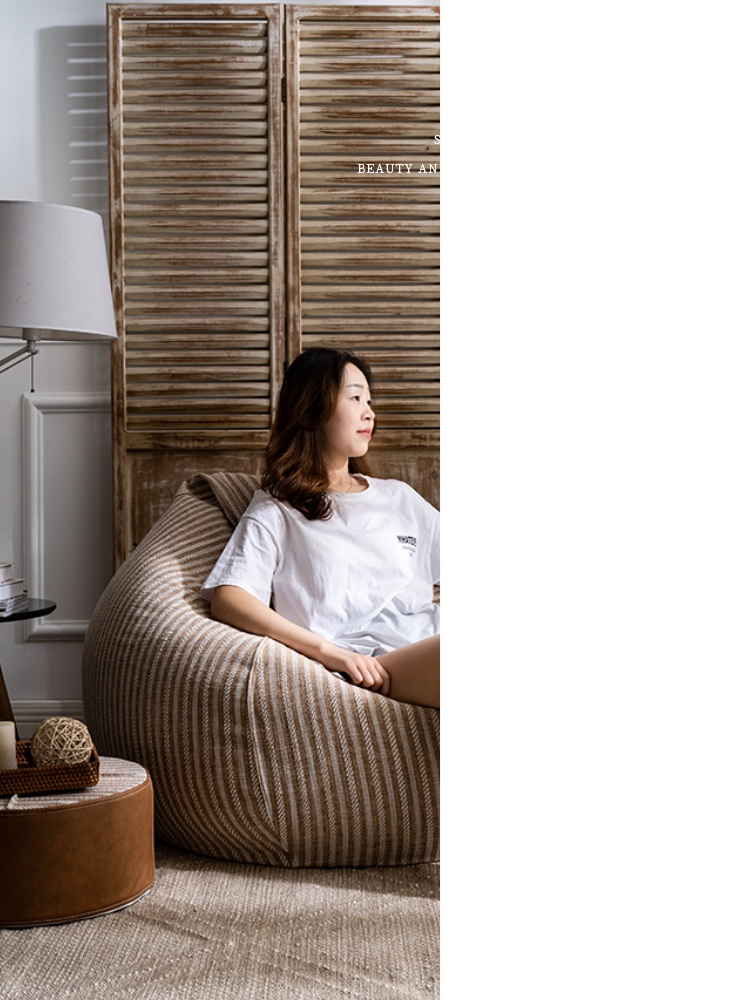 1인용 빈백소파 캔버스 대형 베드형 수유 좌식 체어 쿠션 라벤더 D22-XL - 상품 이미지