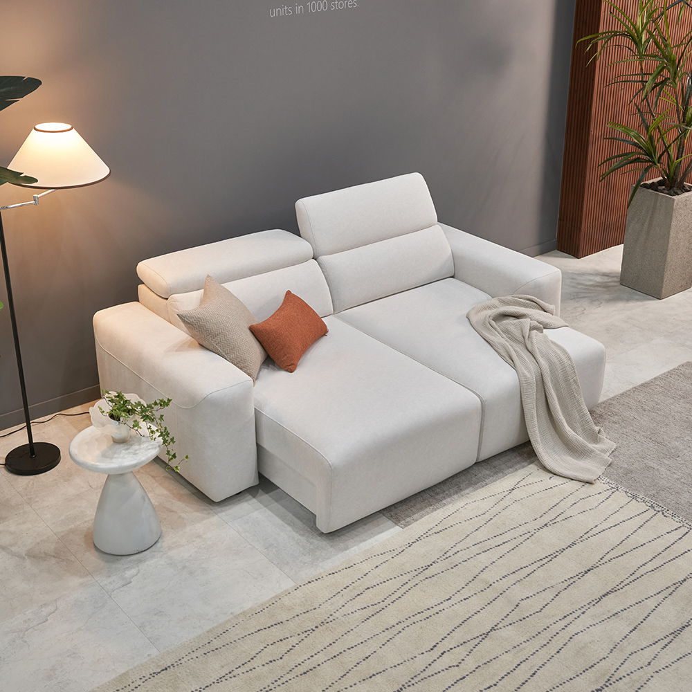 페다 쿠나 슬라이딩 모션 무빙 리클라이너 아쿠아텍스 패브릭 소파 3인용