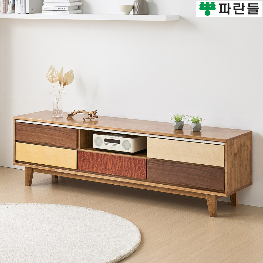 파란들가구 몬드리아형 고무나무원목 1800 비디오 원목거실장