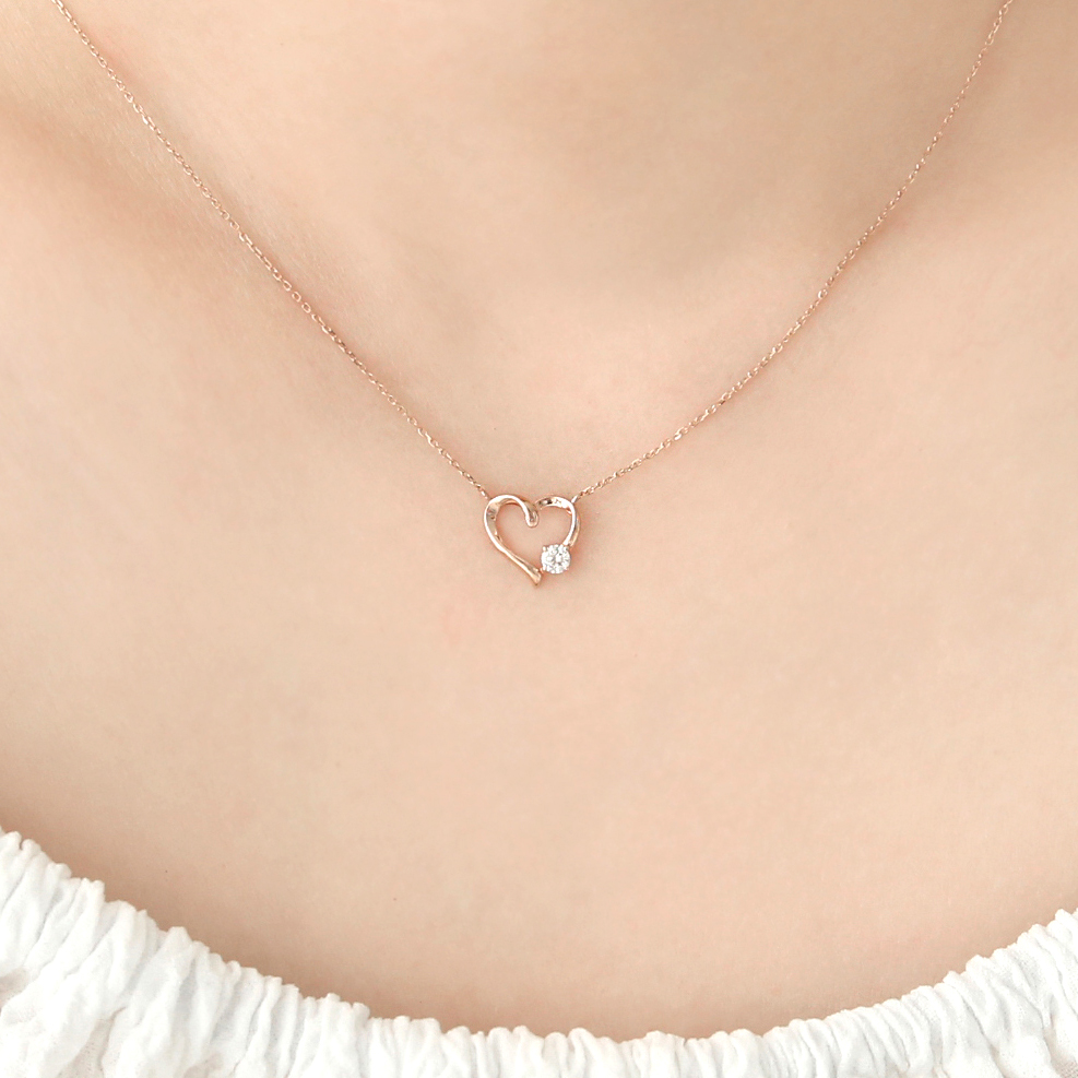 14k 러빙유 심플 하트 목걸이 생일 선물 여자 목걸이 이미지 7