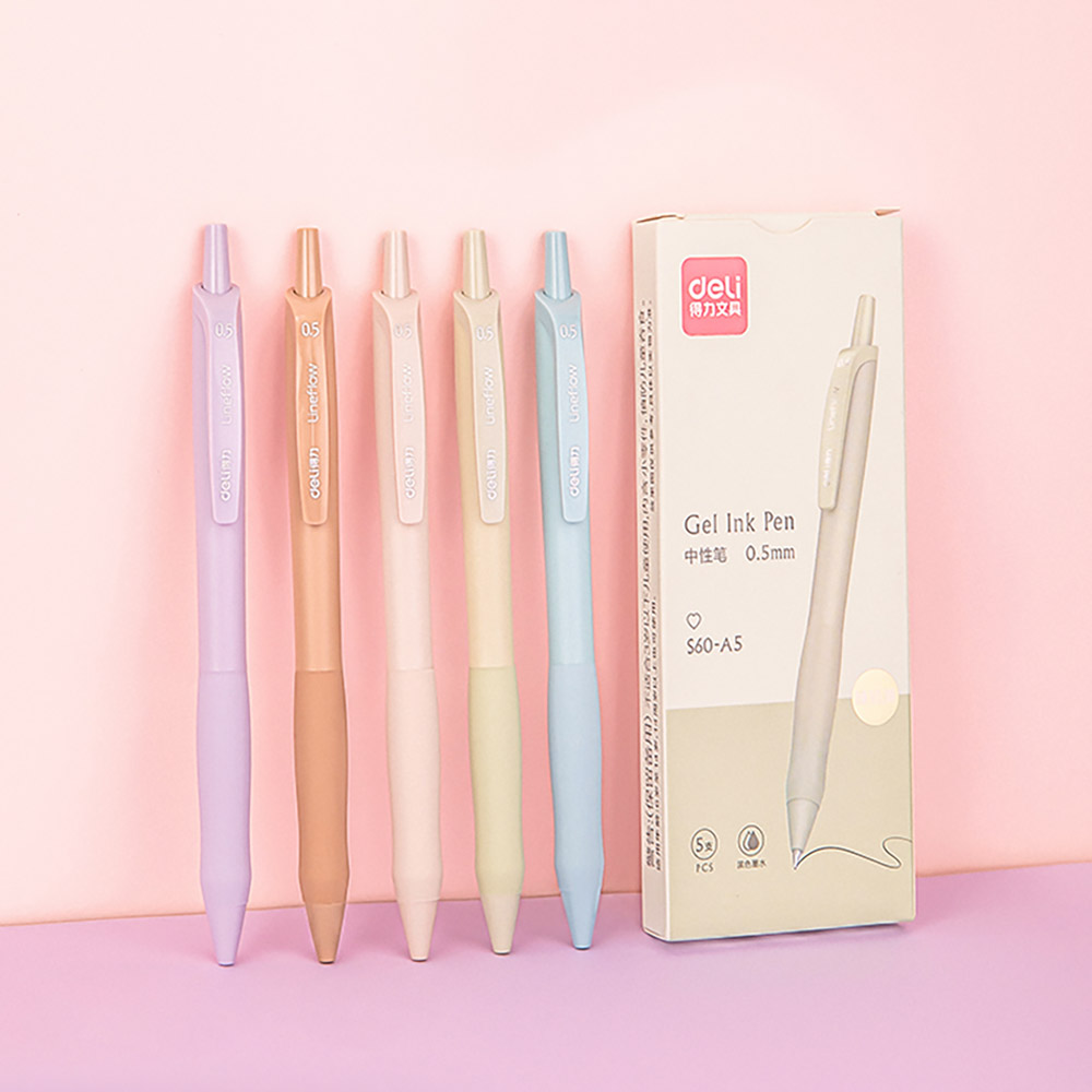 모던 파스텔 젤 잉크 중성 블랙 젤펜 0.5mm 5입 세트 - 상세 이미지 4