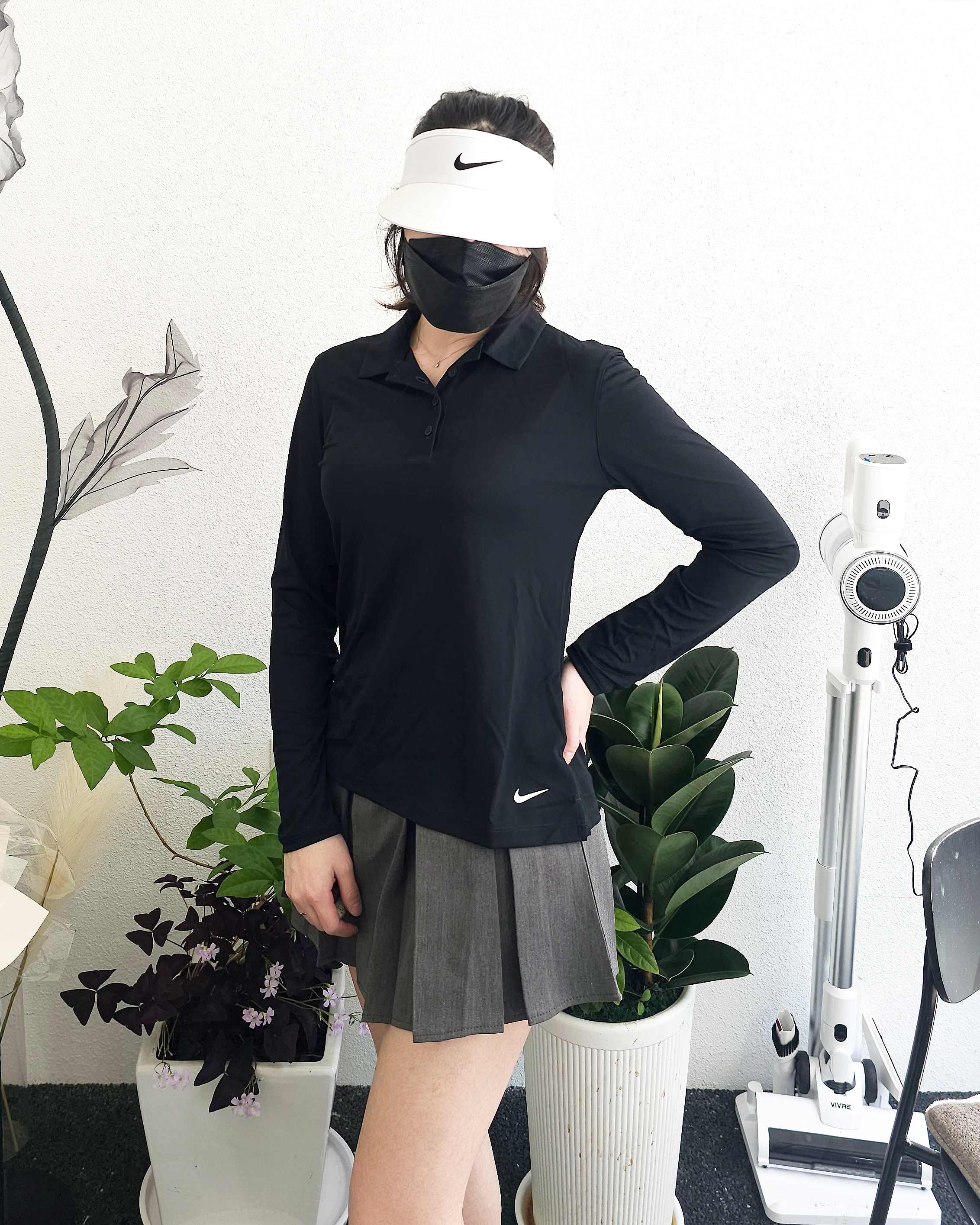 나이키 여성 골프 폴로 드라이핏 긴팔 티셔츠 카라티 DH2317블랙, S - 상세 이미지 5