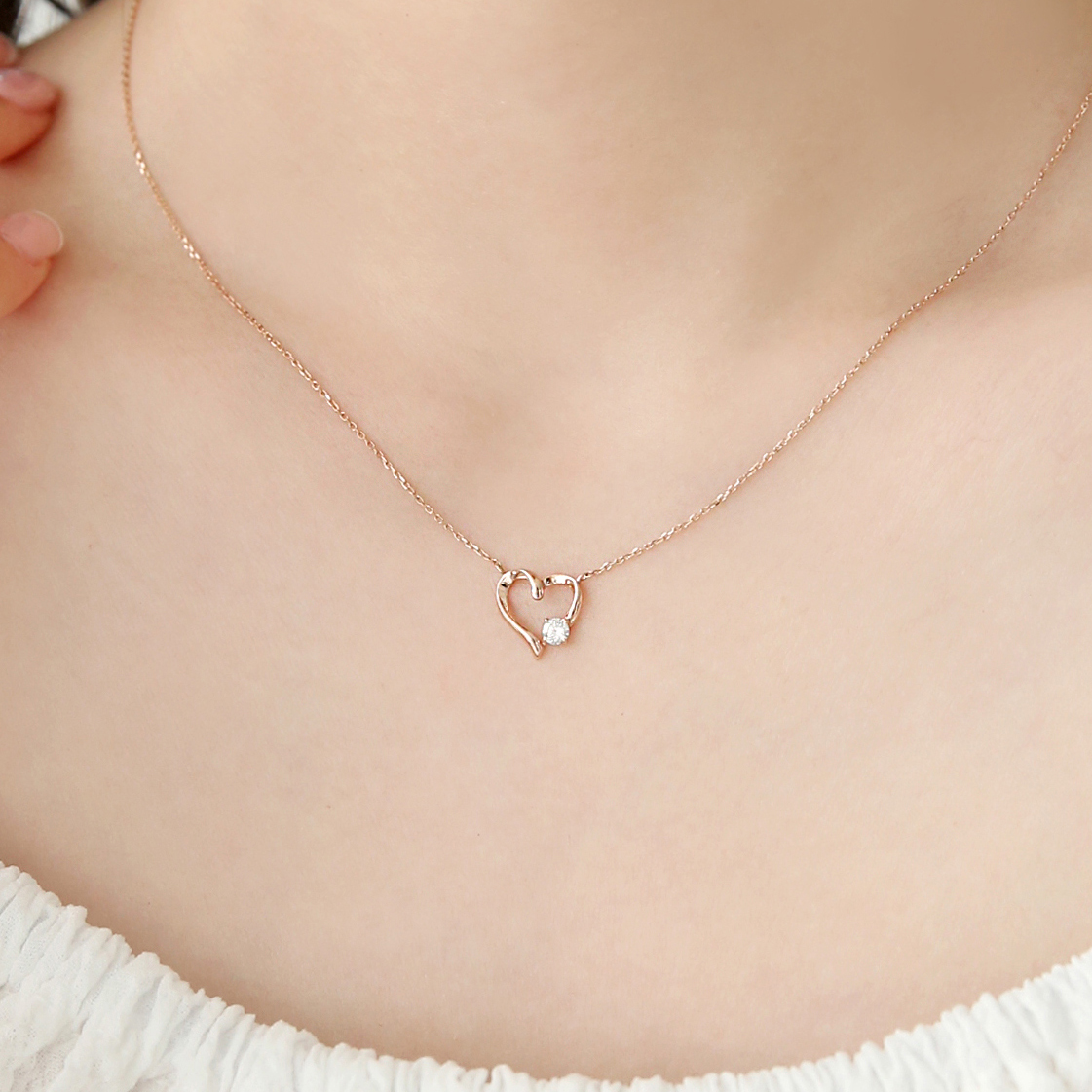 14k 러빙유 심플 하트 목걸이 생일 선물 여자 목걸이 이미지 6