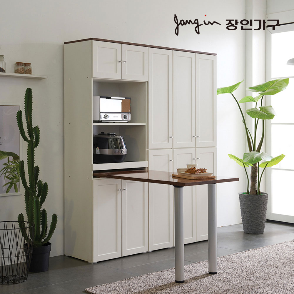 장인가구 쉐프IV 1800 식탁렌지대+수납장+틈새장