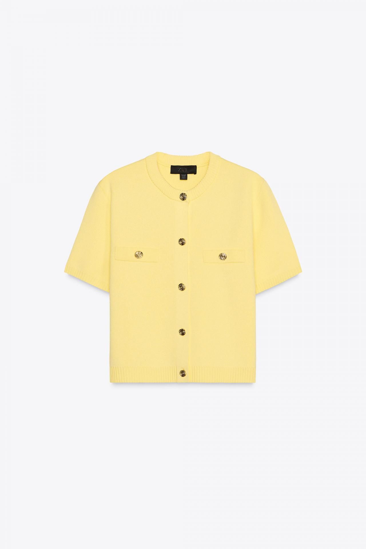 자라 반팔 니트 가디건 1822/022 YELLOW