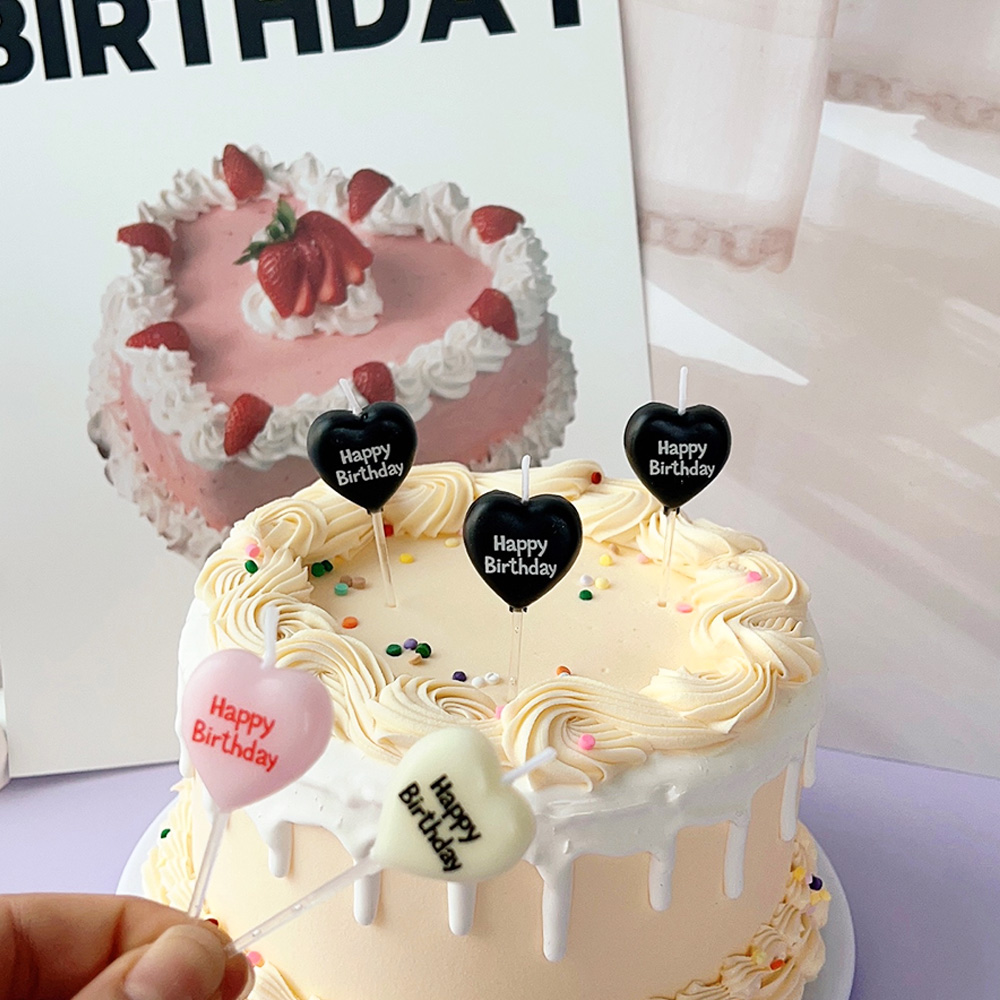 해피하트 캔들 5개입 데코레이션 케이크 이벤트 축하 특이한 생일초 - 상세 이미지 2