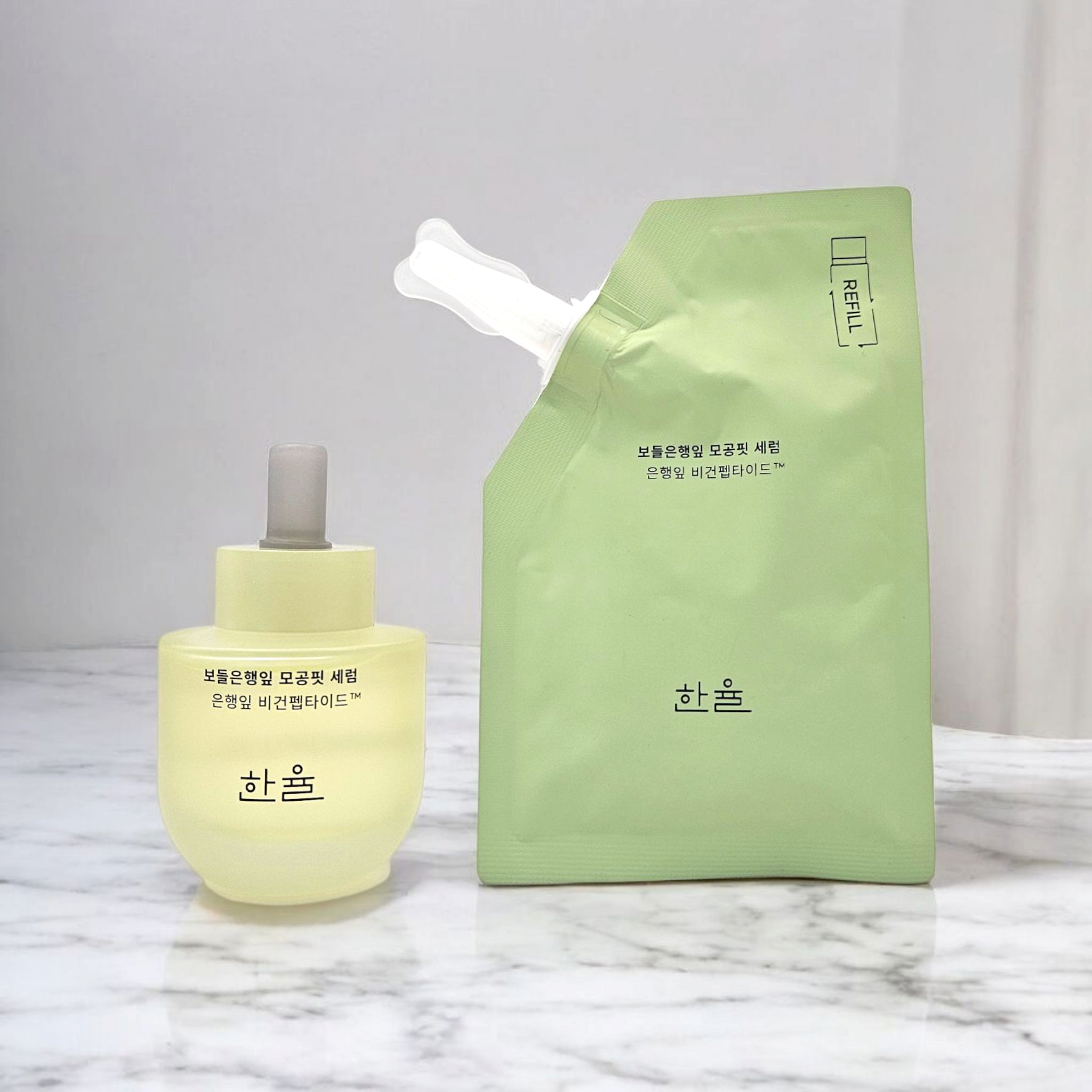 1+1 한율 보들은행잎 모공핏 세럼 기획 40ml+40ml 리필 - 상품 이미지