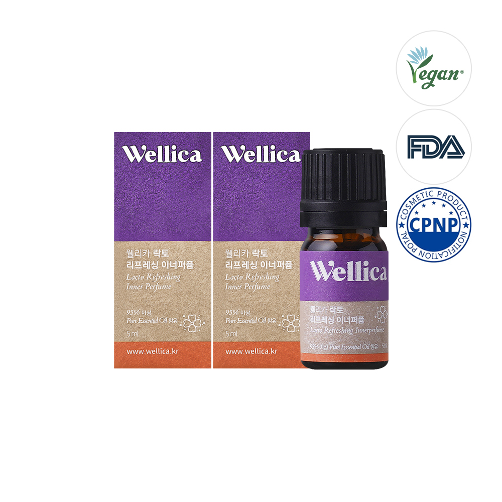 웰리카 비건 이너퍼퓸 천연오일 여성청결제 질냄새 Y존케어 생리 속옷 향수 5ml, 2개 - 상품 이미지