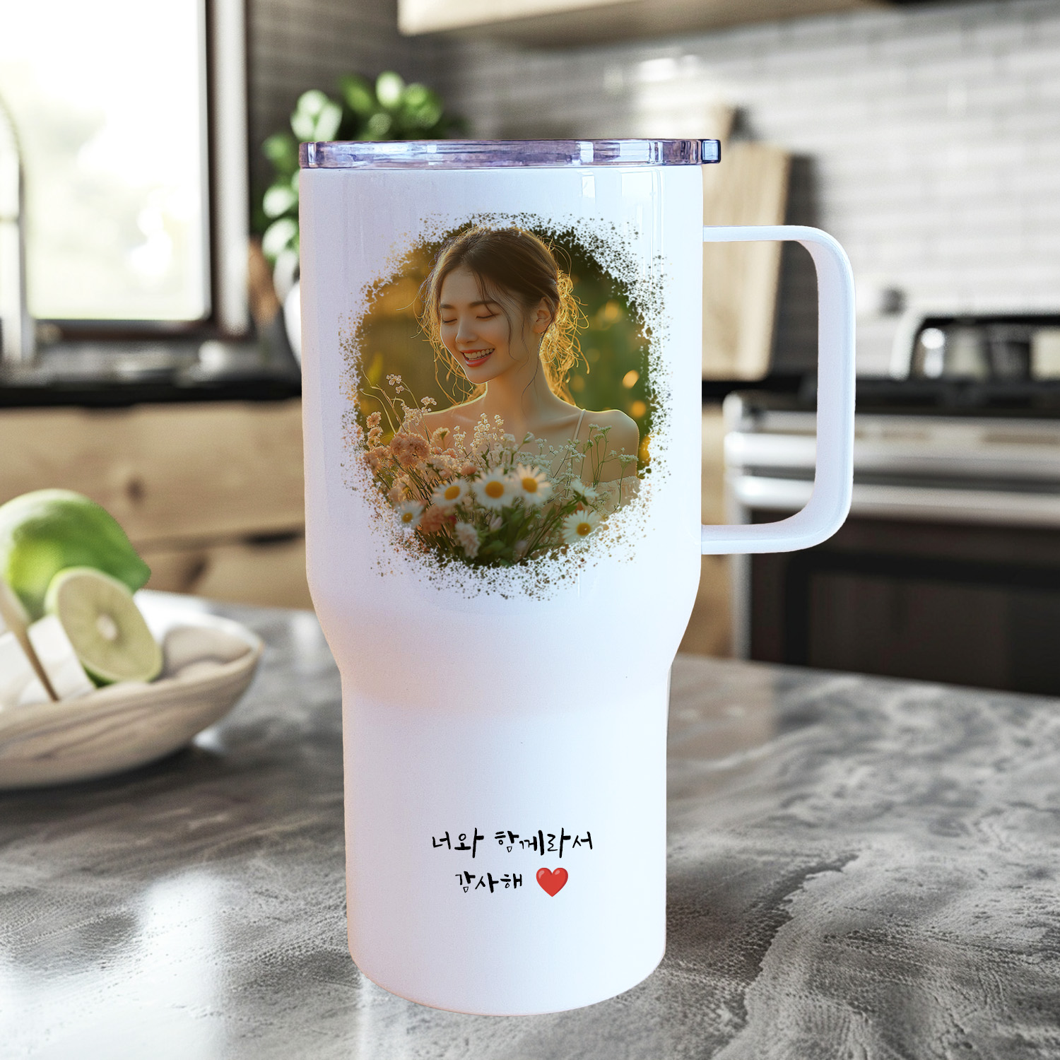 텀블러 주문제작 대용량 손잡이 포토텀블러 사진 그림 굿즈 커스텀 각인 650ml 이미지 7