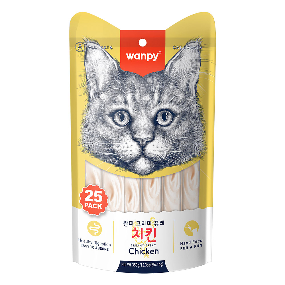 완피 크리미 퓨레 고양이 츄르 닭고기, 14g, 25개