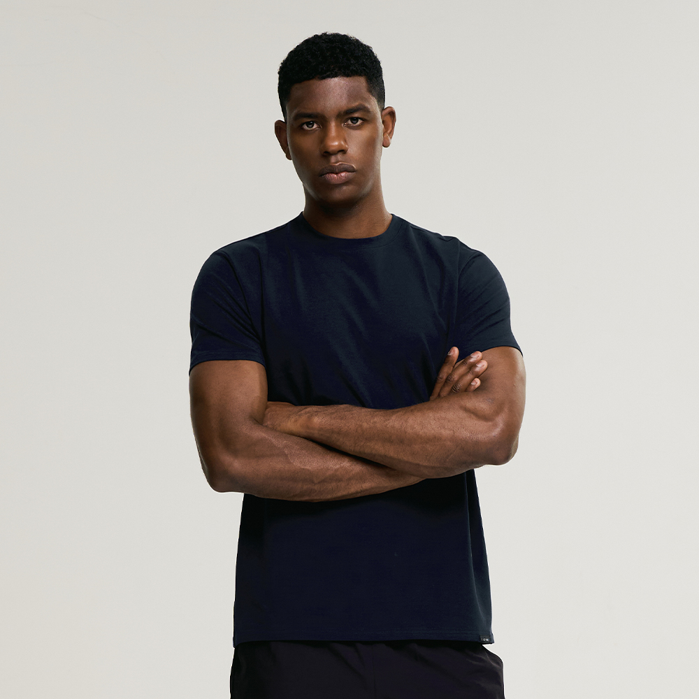 남자 프레시 코튼 머슬핏 기능성반팔 트레이닝복 짐웨어 러닝복 헬스복 반팔 다크네이비