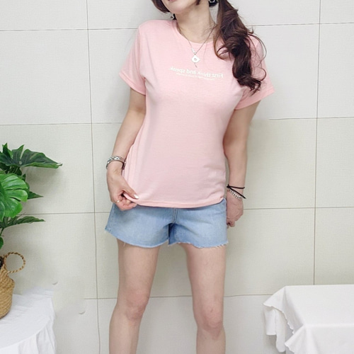 (국산면원단/국내자체생산) T1025 TR 레터링 반팔 티셔츠 20대30대여성의류 - 상세 이미지 3
