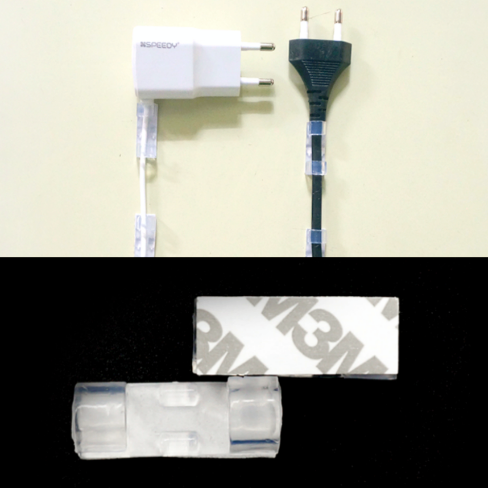 전선정리클립20개입 투명케이블홀더 부착식전선고정 멀티탭정리클립
