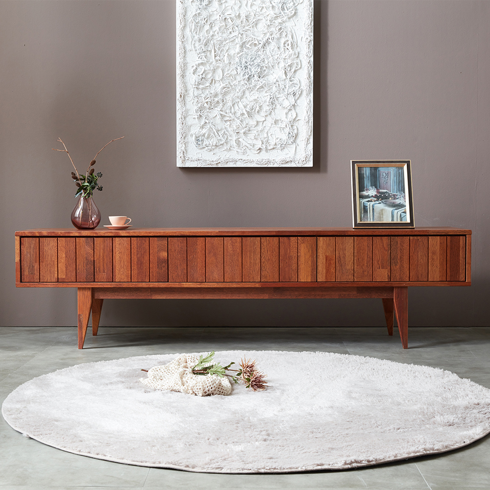 멜리아 북유럽 낮은 원목 거실장 TV다이 받침대 티비장 2400mm, 멀바우