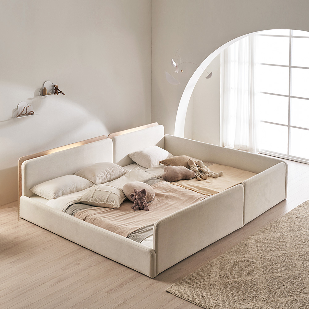 장인가구 하랑 E0 패브릭 LED헤드 저상형 데이베드 패밀리침대 Q 프레임