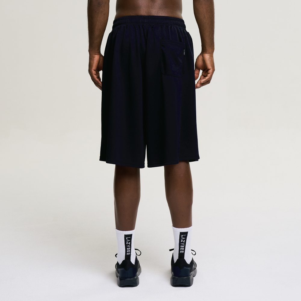 남자 자이언트핏 져지 오버핏 버뮤다 팬츠 반바지 헬스복 운동복 짐웨어 공용 블랙 - 상세 이미지 2