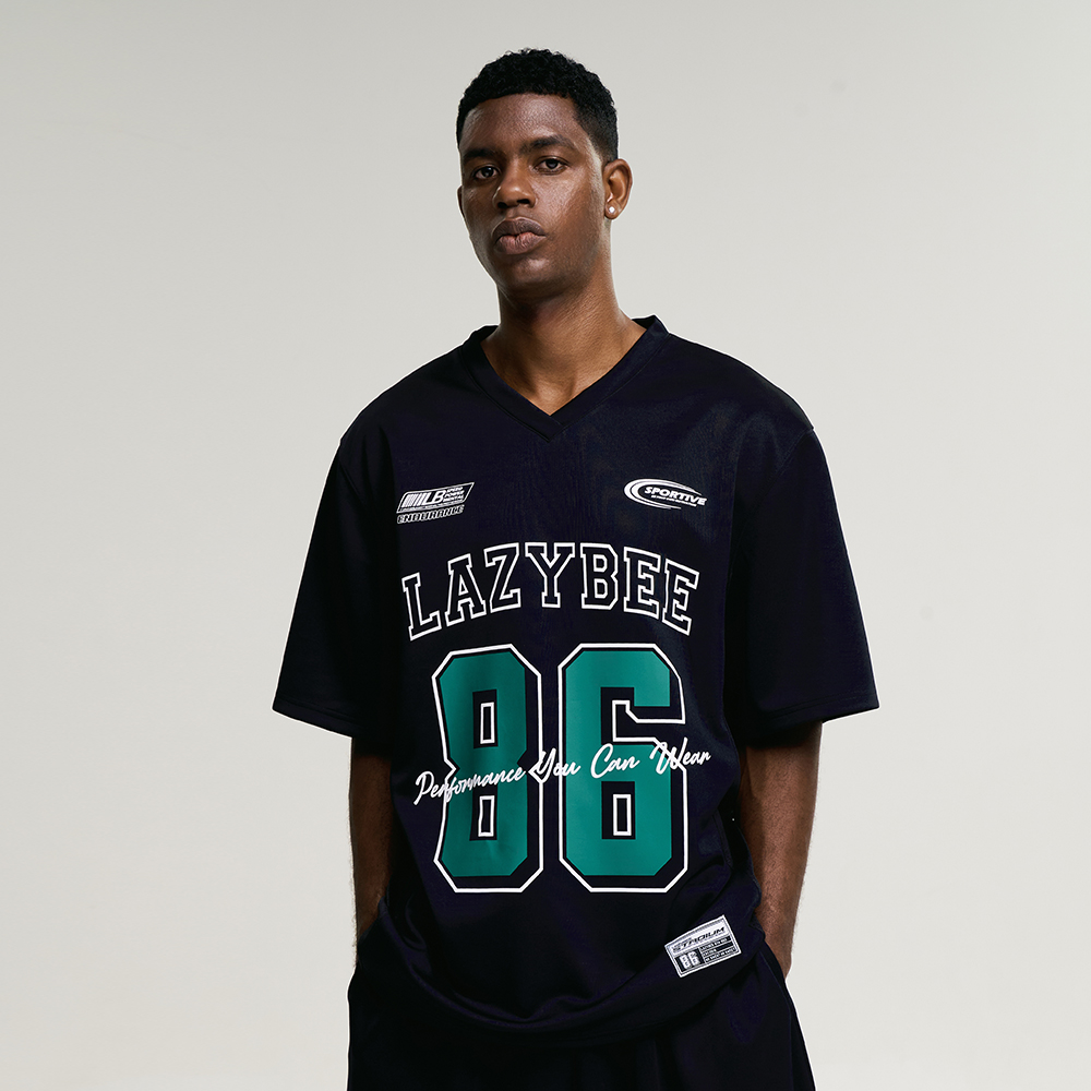 남자 매쉬 럭비져지 오버핏 반팔 헬스복 운동복 짐웨어 공용 블랙