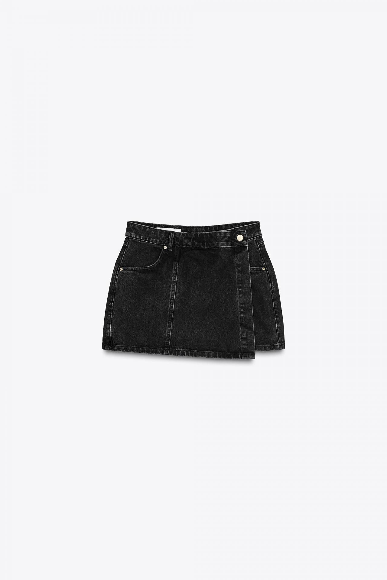 자라 랩 데님 스커트 팬츠 7484/062 BLACK