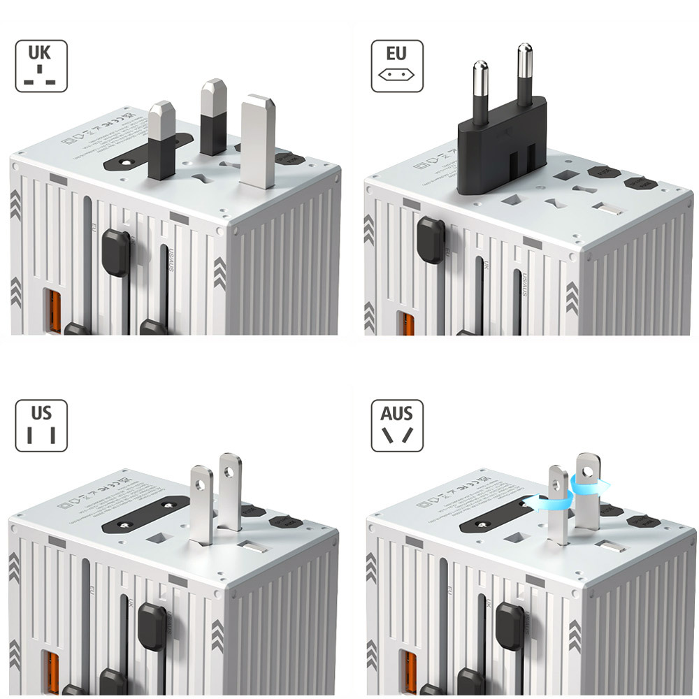 해외 여행용 2500W 세계여행 어댑터 USB C타입 PD충전기 45W 초고속 멀티충전기 - 상세 이미지 4
