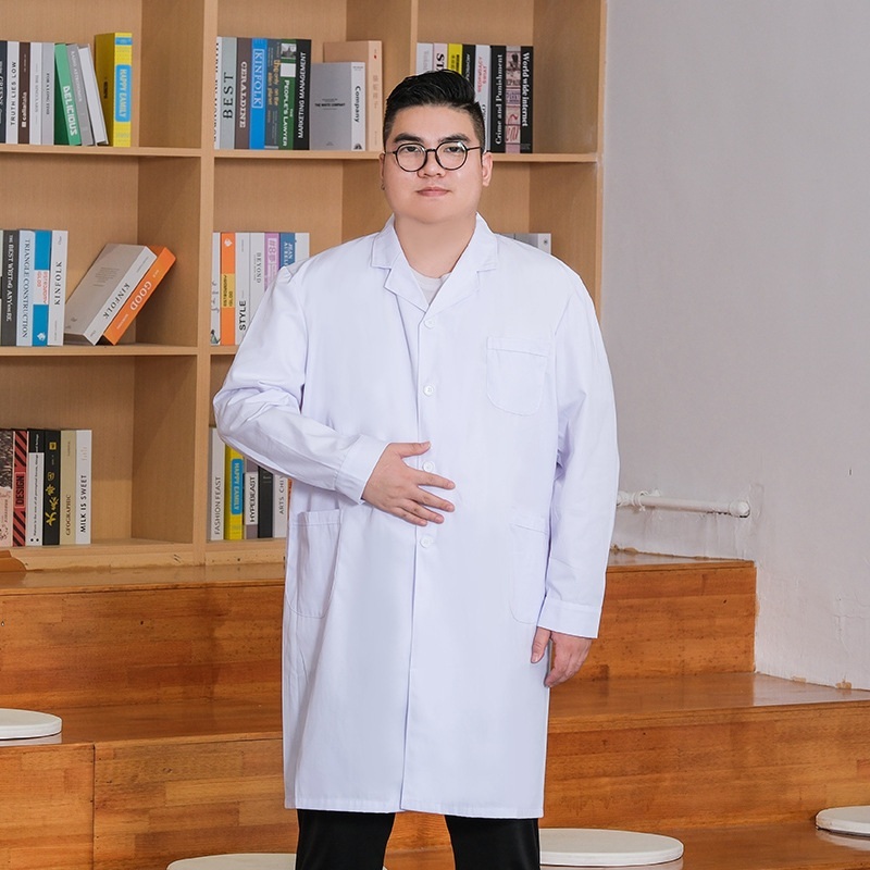 빅사이즈 가운 실험복 코트 과학자 긴팔 의사 미용 남성 제트 지방이많고+소매가짧은+남성용+흰색코트 S - 상세 이미지 4