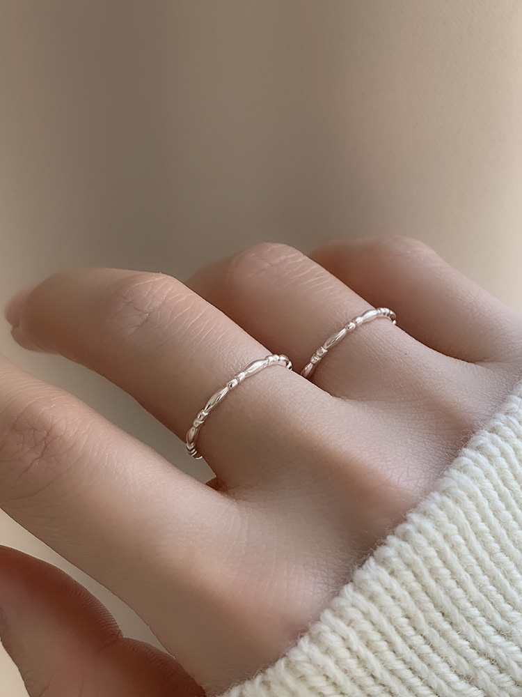 셀프러브 레이스 레이어드 반지 - 실버925 기본 민자 심플 1mm 열손가락 은실반지