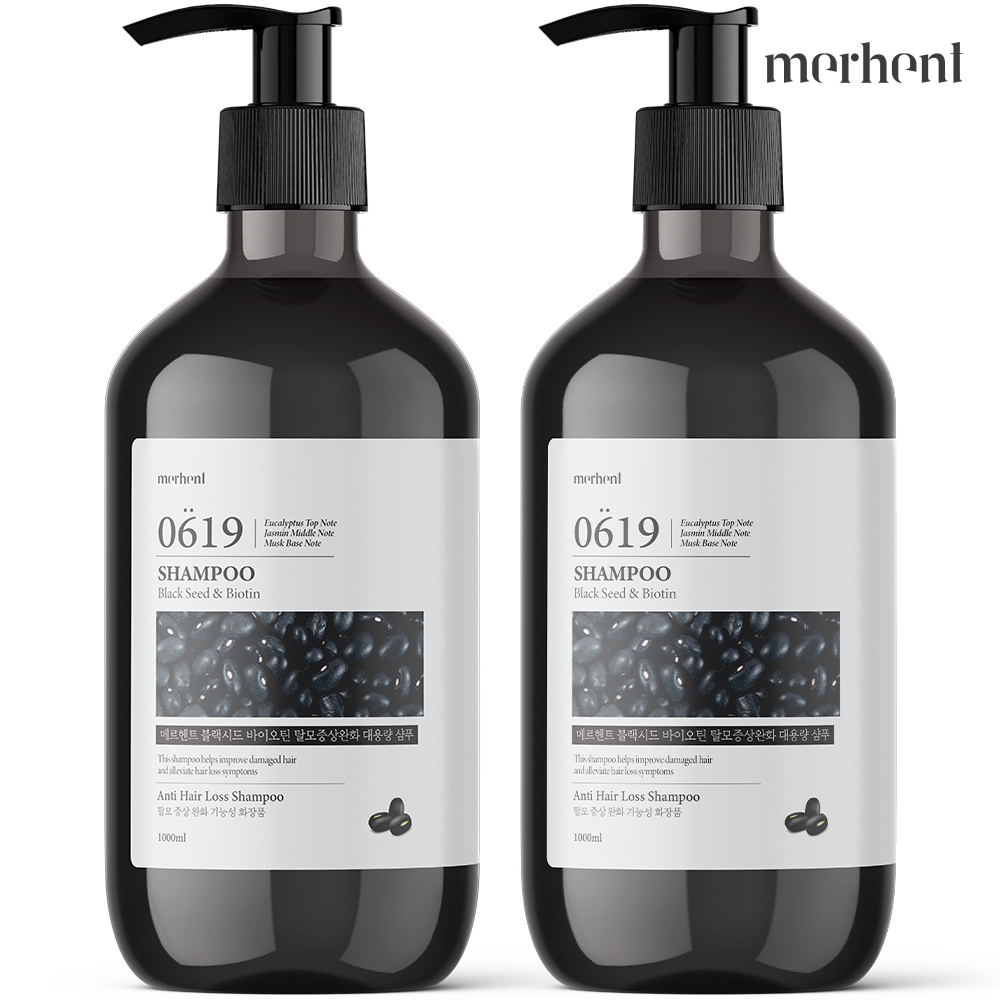1+1 메르헨트 블랙시드 바이오틴 탈모샴푸 1000ml 대용량 비오틴 약산성 두피 냄새