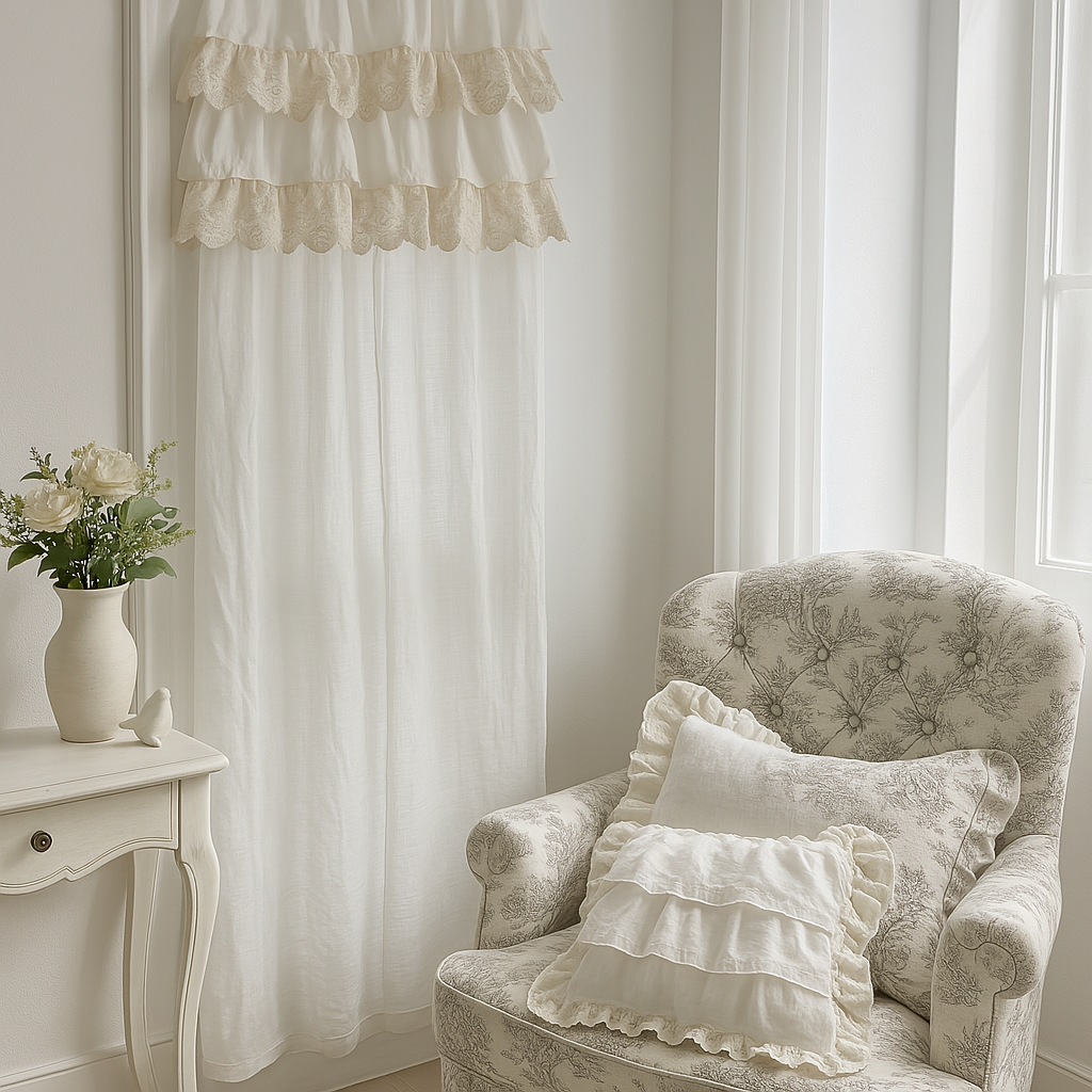 디뮤어 시크릿 캉캉 화이트 린넨 커튼