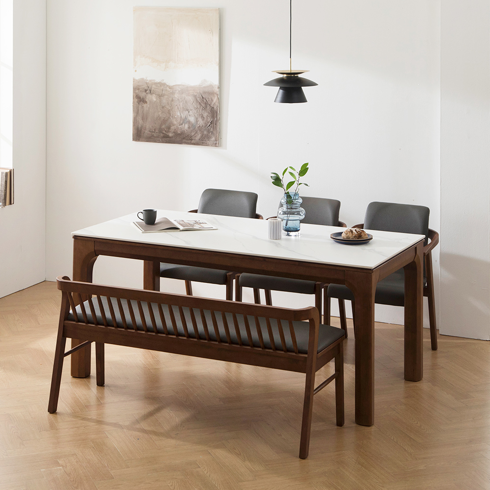 장인가구 디네트 시크 세라믹 6인용 식탁세트 벤치형