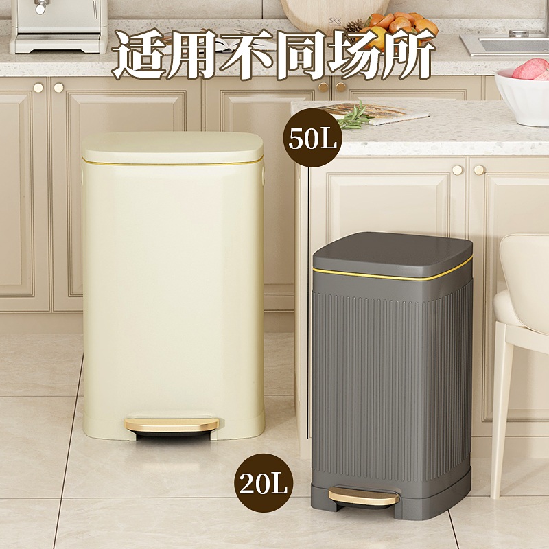 스텐 휴지통 페달형 쓰레기통 50L 대형 호텔 모텔 - 상세 이미지 5