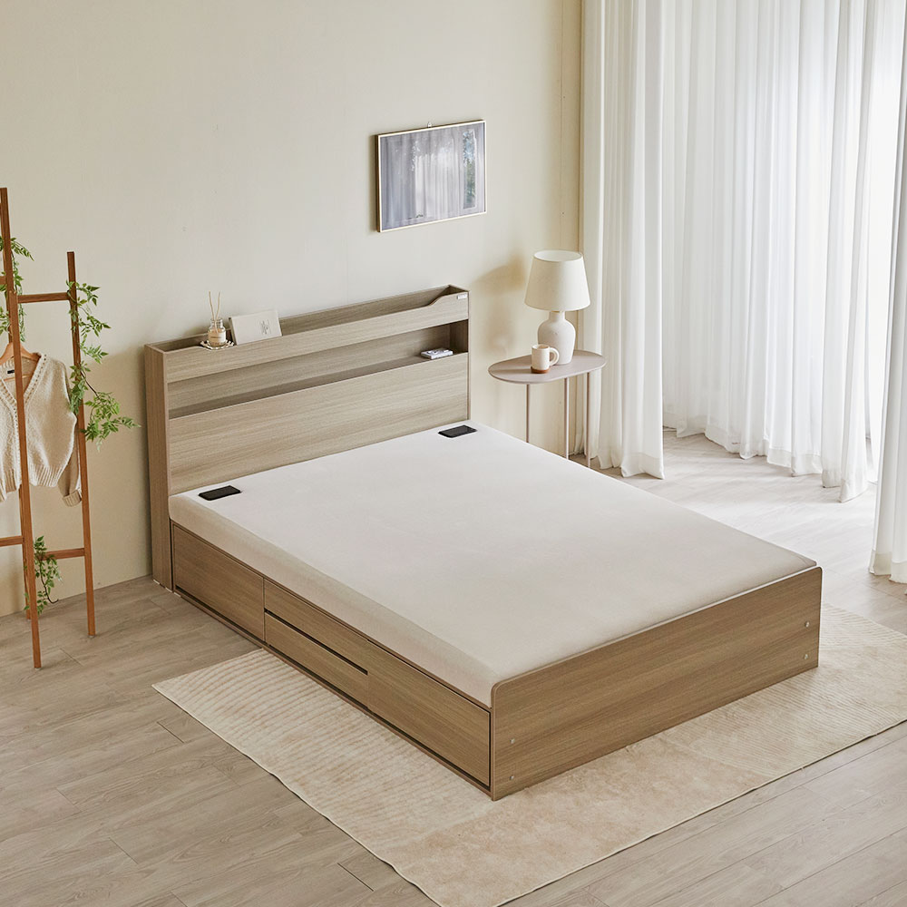 장인가구 톤즈 황토볼 보료 LED수납 흙침대 Q