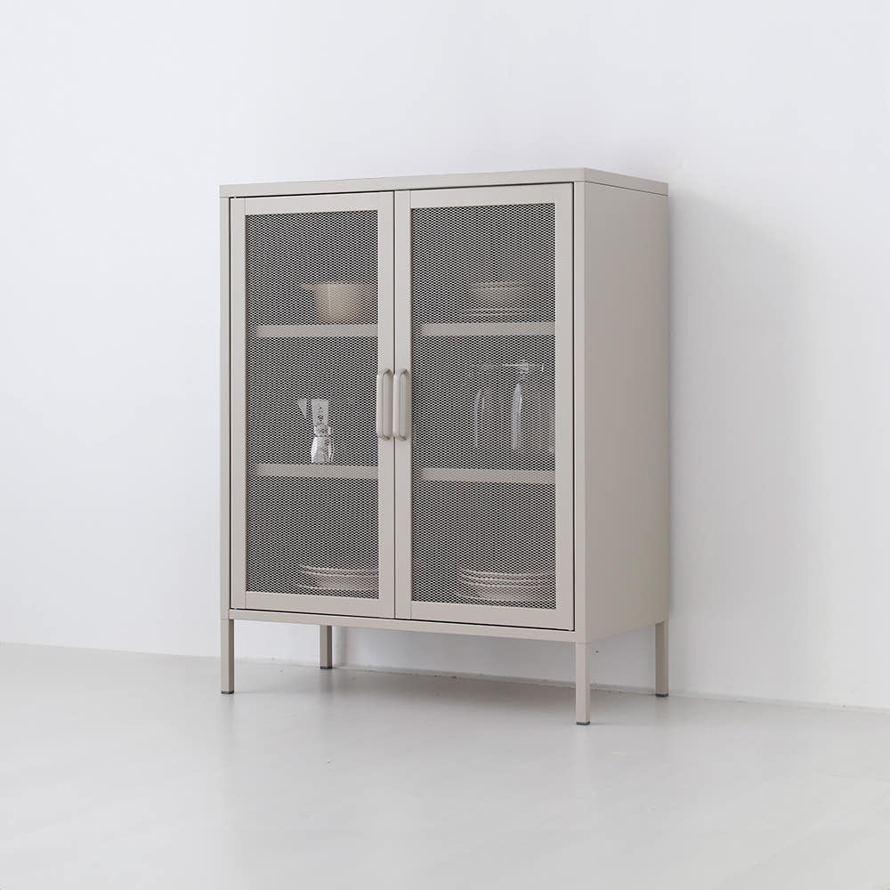 MESHI 캐비넷 2문 수납장 8001015 80x40x10, 2단, 다크그레이 0752.1538
