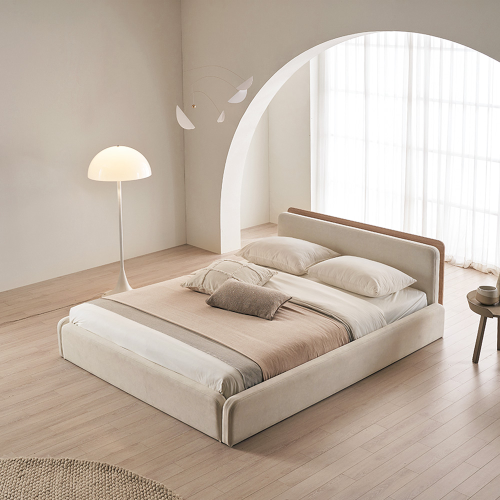 장인가구 하랑 E0 패브릭 LED헤드 저상형 패밀리침대 기본형 Q 프레임