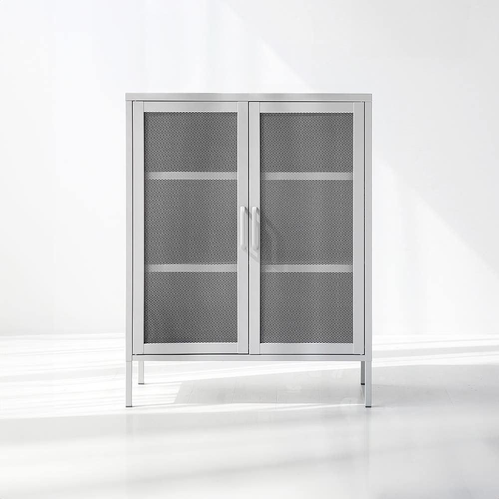 MESHI 캐비넷 2문 수납장 8001015 80x40x10, 2단, 다크그레이 0752.1538