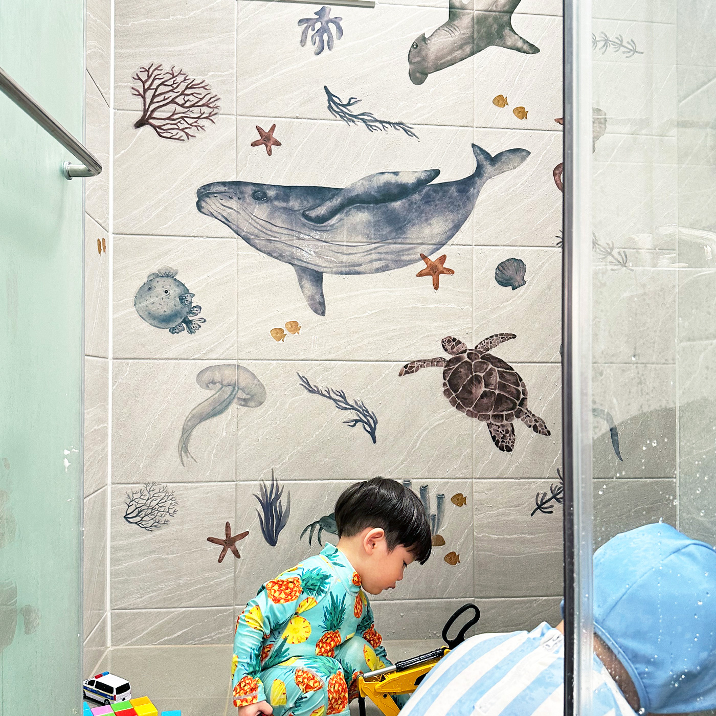 아카시아봉봉 국내제작 아기방꾸미기 데코 인테리어 바다 벽지스티커 바닷속 해양 욕실 스티커
