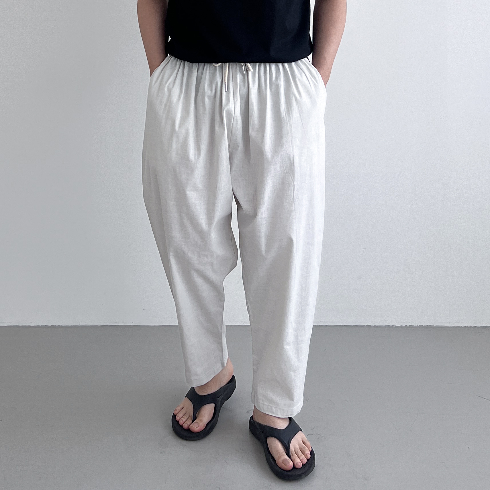 남자린넨와이드팬츠 린넨슬랙스 항아리바지 벌룬팬츠 - 상세 이미지 2