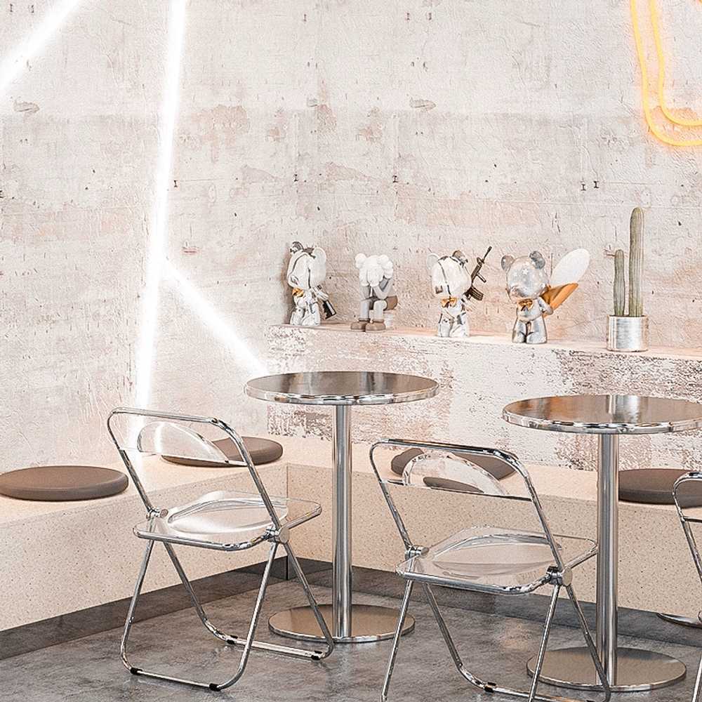 카페 스텐 테이블 매점 스틸 다이닝 술집 레스토랑 스텐 원형 의자 - 상세 이미지 4