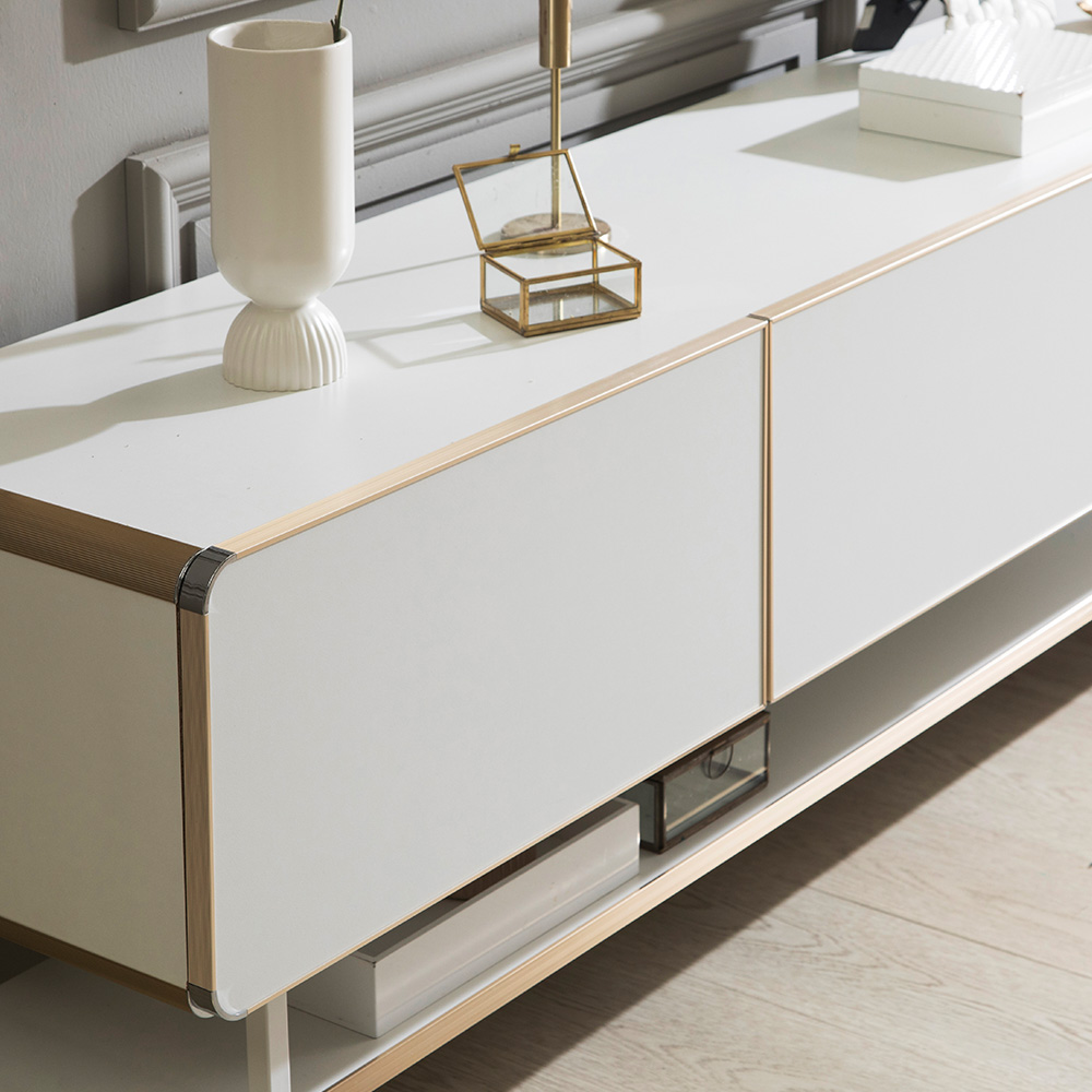 장인가구 컬렉 라운드 선반 티비다이 높은 거실장 1800