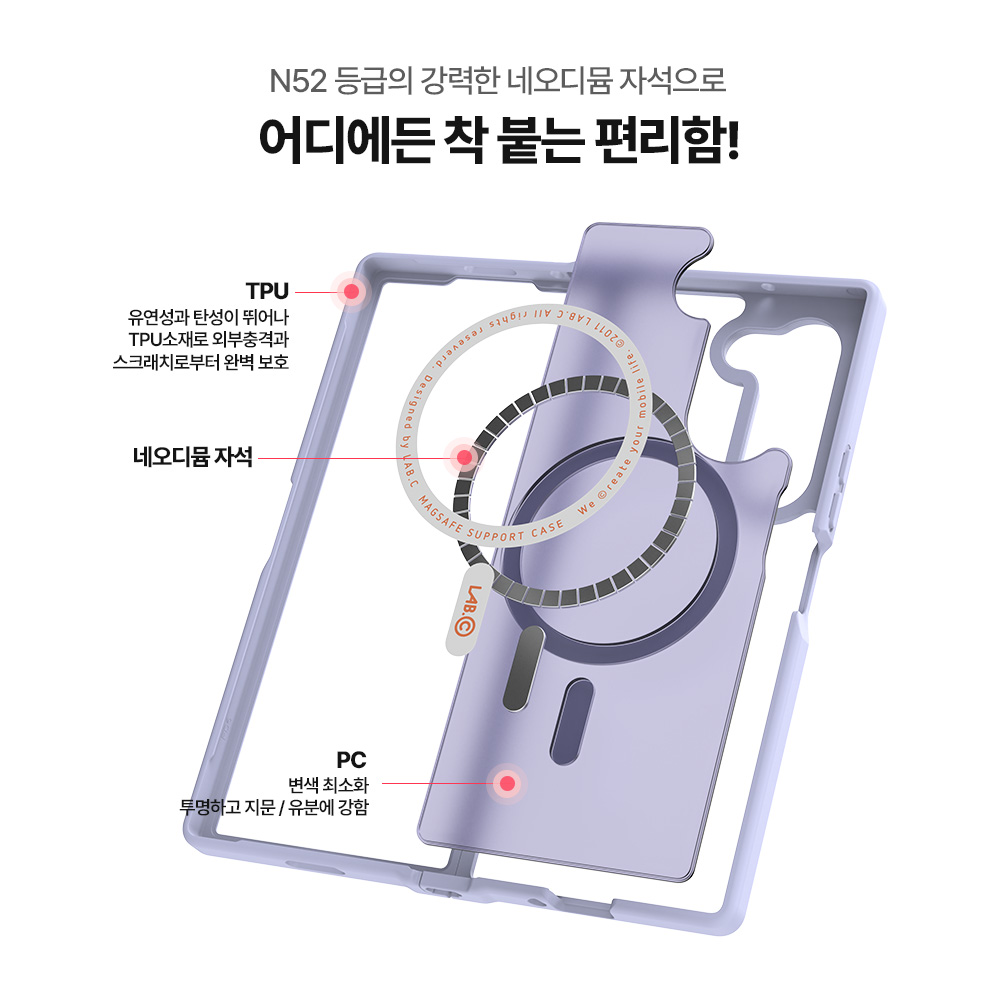 랩씨 지문방지 맥세이프 케이스 최강 2배자력 변색방지 마그넷 커버 매트 네이비블루, 갤럭시Z 폴드6 - 상세 이미지 5