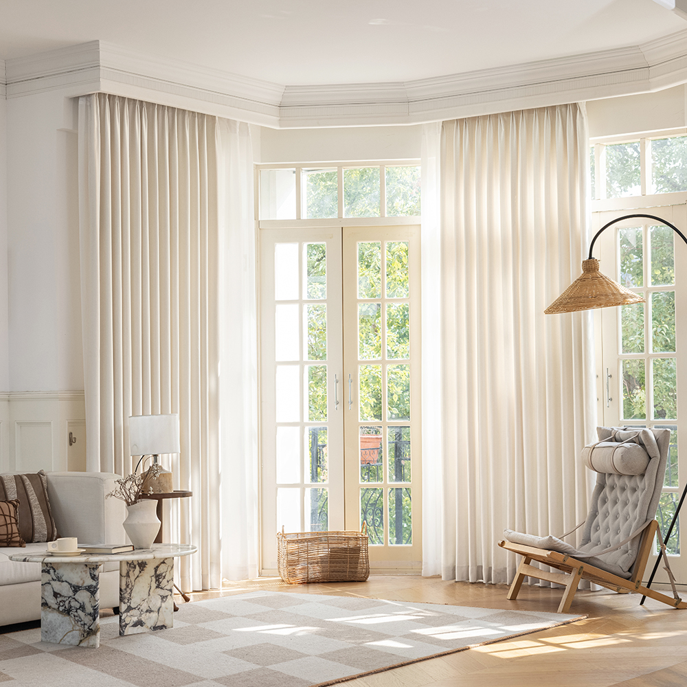 [맞춤커튼] 형상기억 화이트 100%암막커튼 거실 안방 사계절 주문제작 루나 140cm