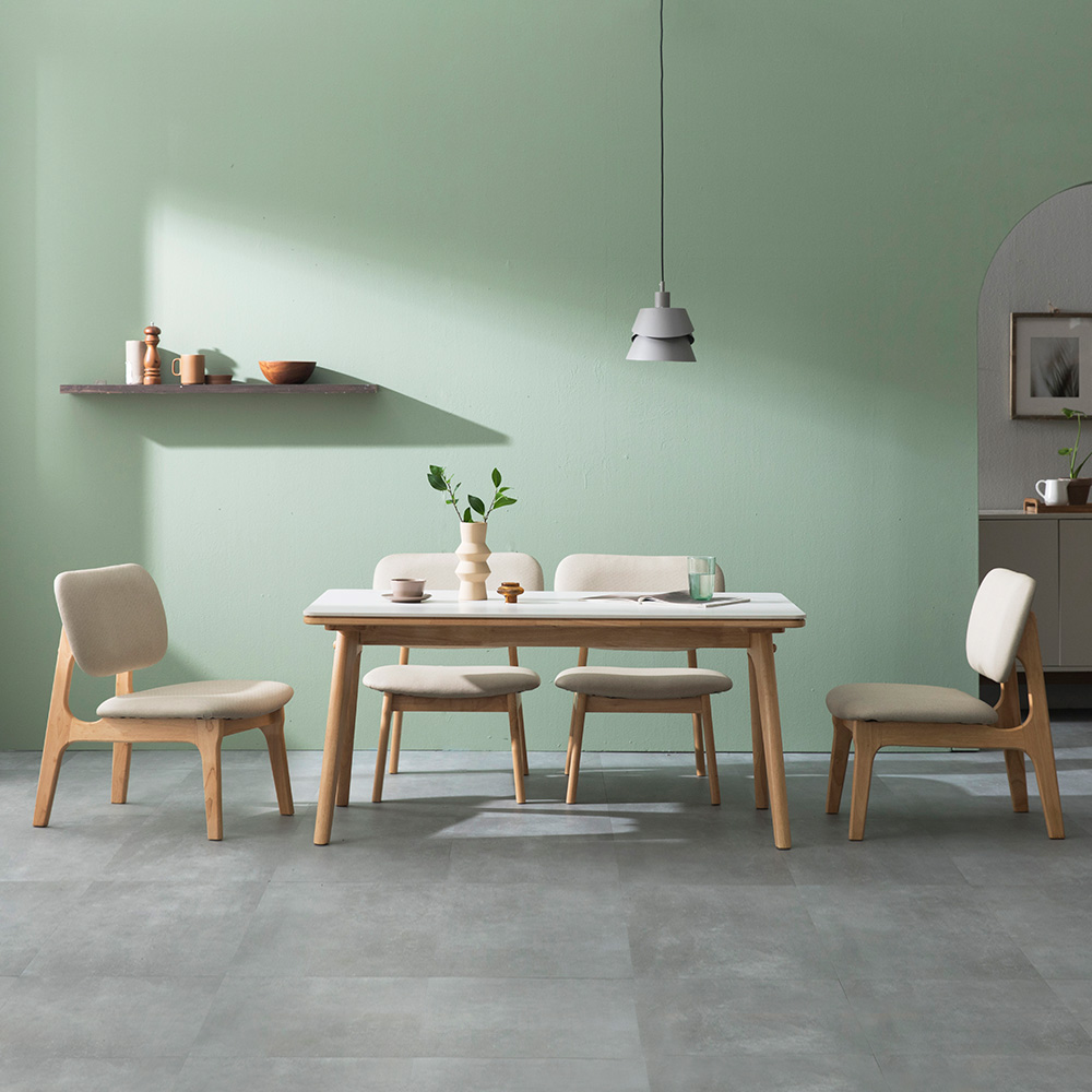 장인가구 칸토르 베이직 세라믹 패밀리 4인 낮은 식탁세트 의자형