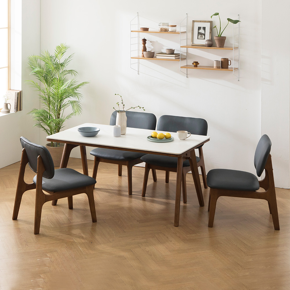 장인가구 칸토르 베이직 세라믹 패밀리 4인 낮은 식탁세트 의자형