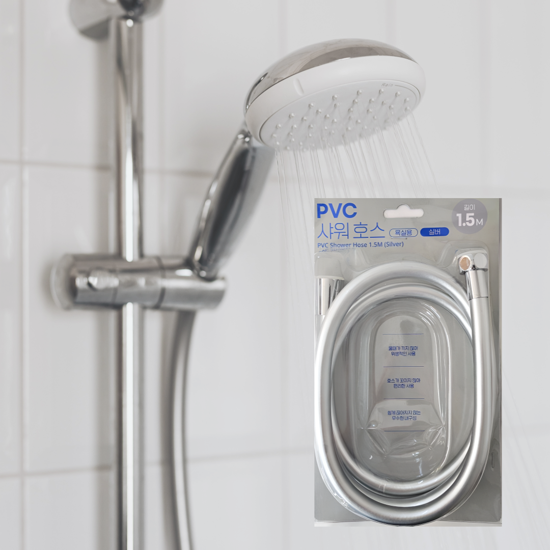 삼정크린마스터 PVC 샤워호스 1.5M(실버) (0904) 물때 꼬임 방지