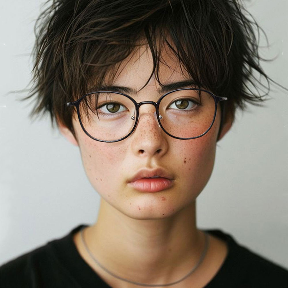 아키하루 6583 얼굴형에맞는 가벼운 티타늄 뿔테안경 남자 여자 블루라이트차단 울템 안경