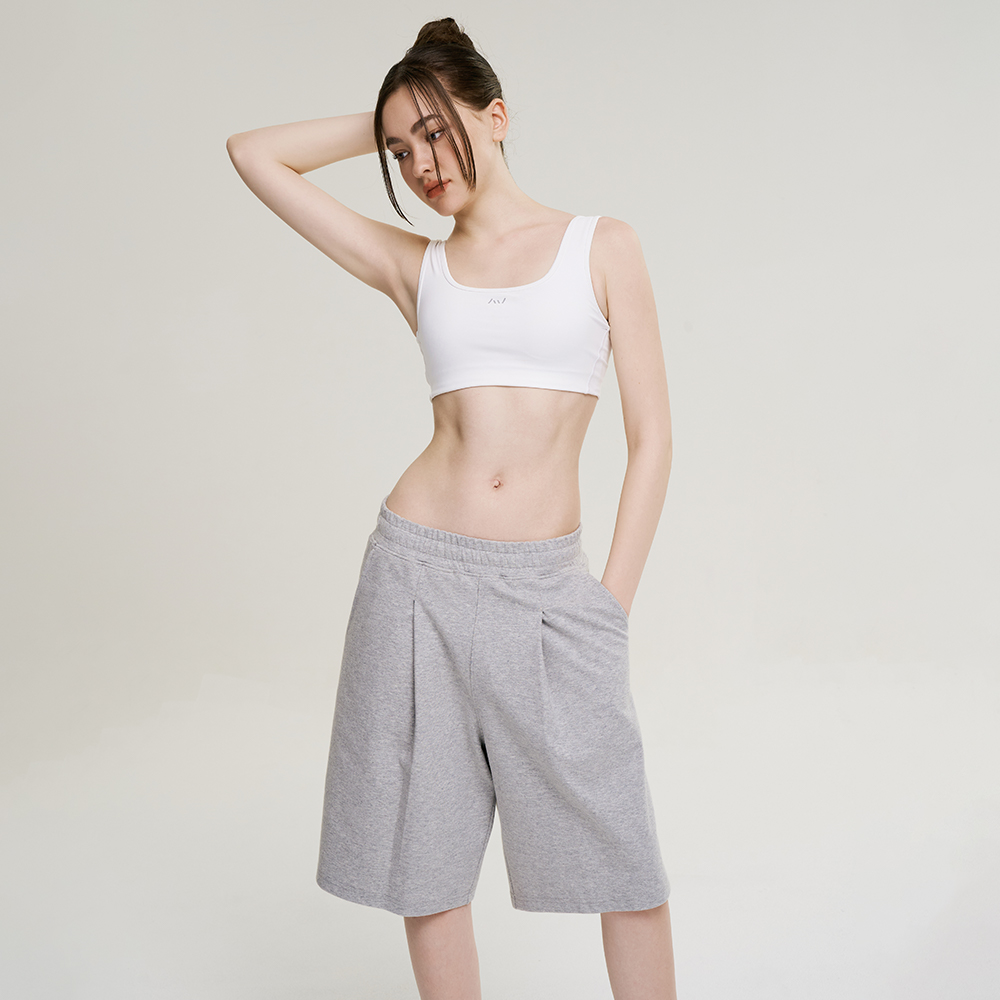 여성 남자 원턱 오버핏 버뮤다 팬츠 트레이닝 바지 짐웨어 쇼츠 운동복 밴딩 반바지 - 상세 이미지 5