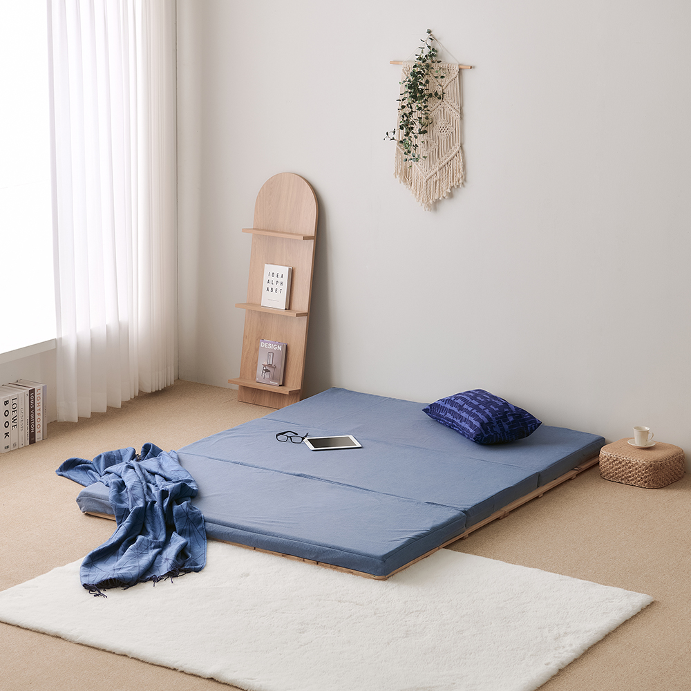 허리에 좋은 단단한 접이식 매트리스 에어코일+메모리폼 딥슬립토퍼 매트 순면100커버