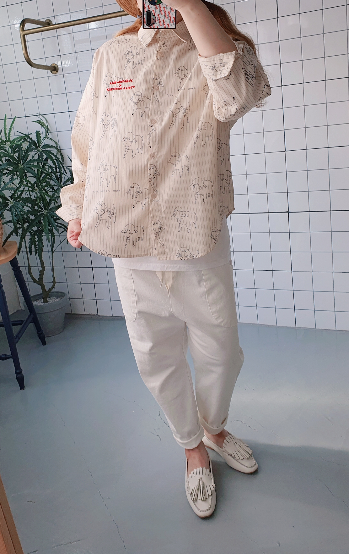 오버핏 프린팅 카라 남방 셔츠 - 상세 이미지 3