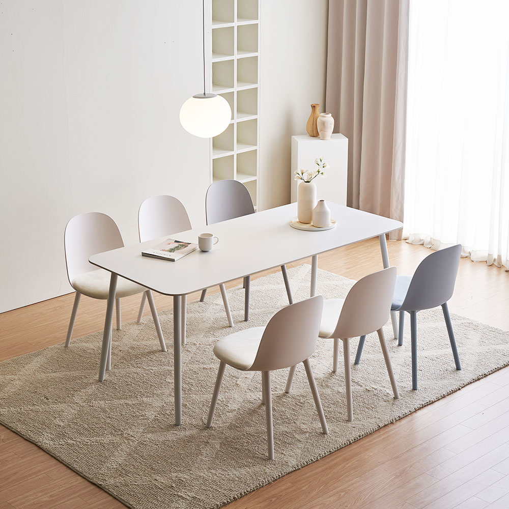 장인가구 벨노아 포세린 세라믹 6인용 1800 사각 테이블 식탁세트 의자6