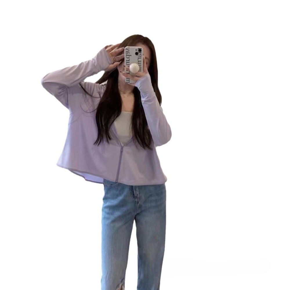 UPF50+ 실키 여성 아이스실크 후드 아이스바람막이 점퍼 자외선차단 - 상세 이미지 4