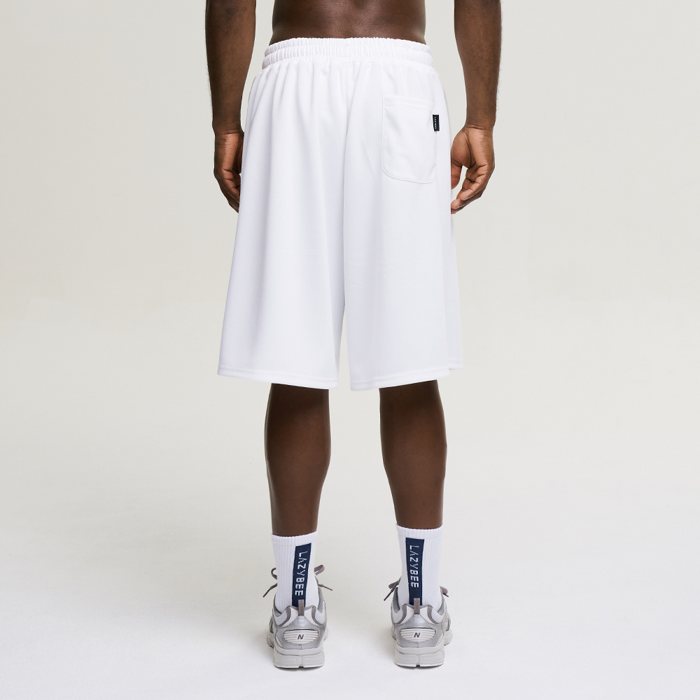 남자 자이언트핏 져지 오버핏 버뮤다 팬츠 반바지 헬스복 운동복 짐웨어 공용 화이트 - 상세 이미지 2