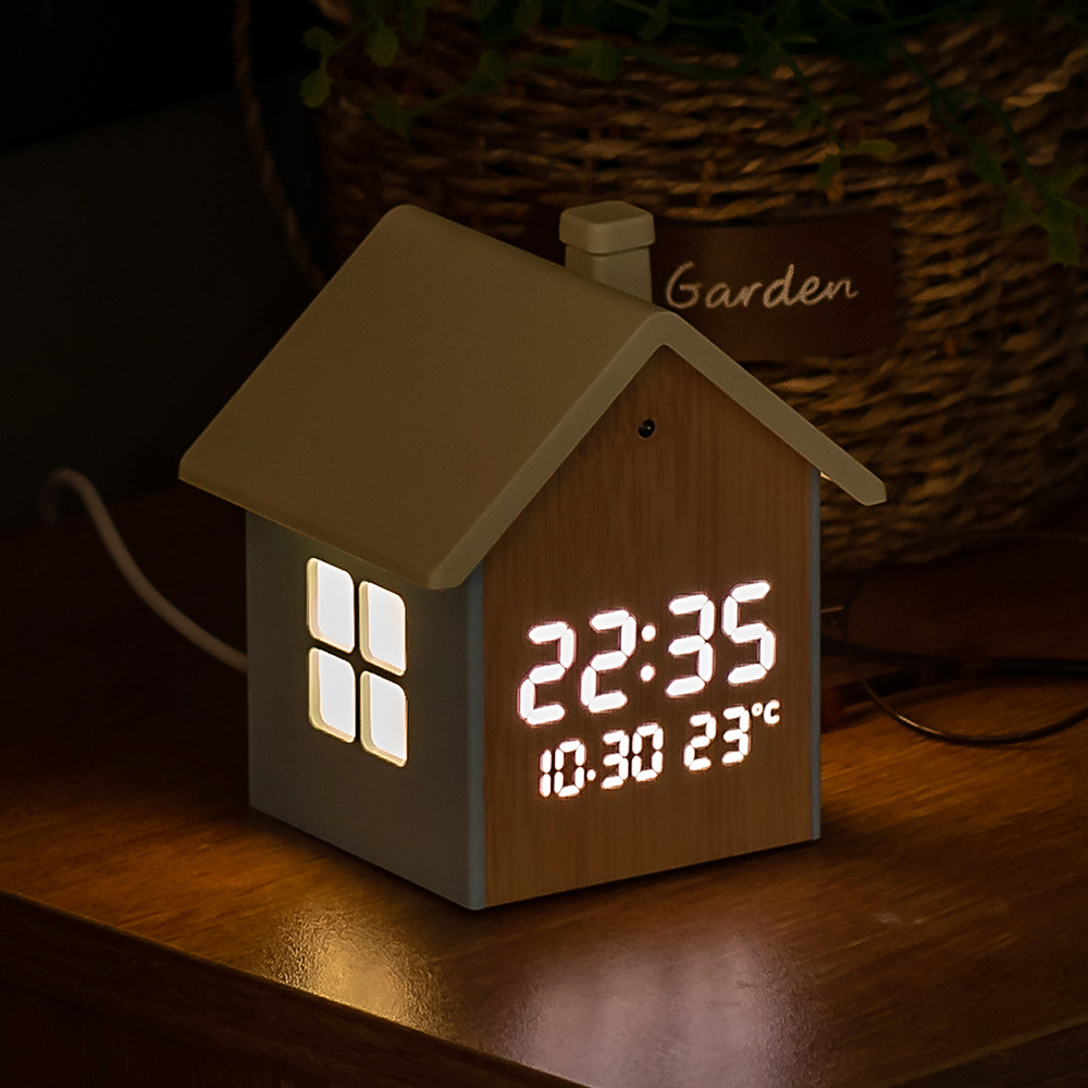 플라이토 무드홈 인테리어 LED 탁상시계 디지털 알람 전자 무소음 예쁜 테이블 책상 시계